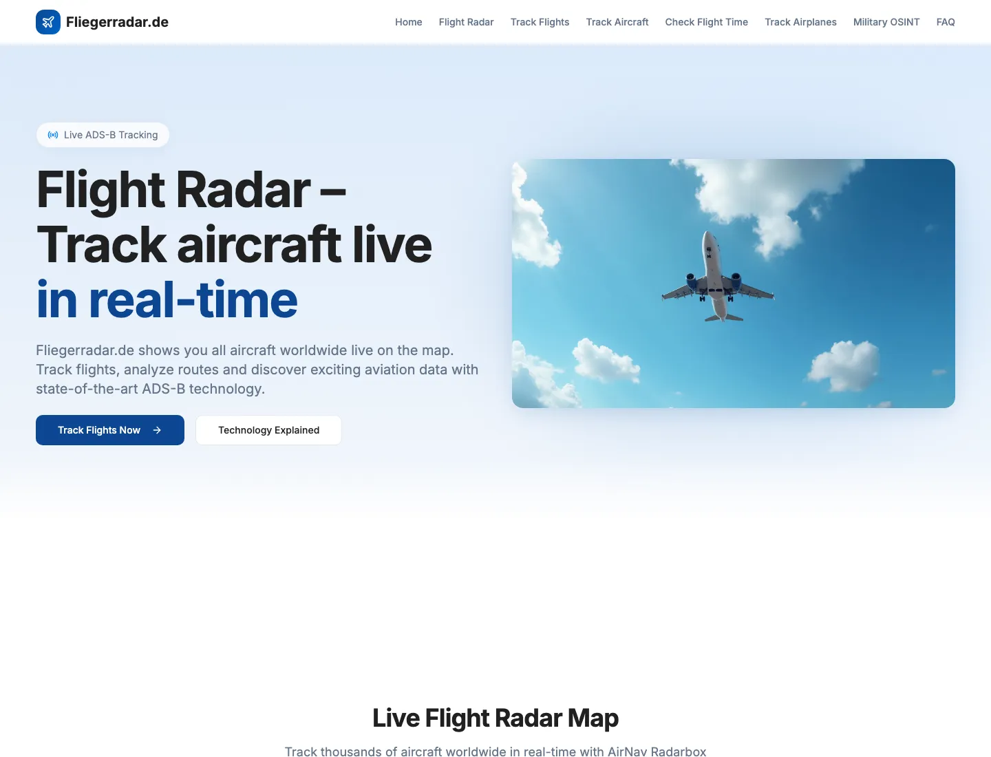 Screenshot der Case Study Fliegerradar von savelsberg.tech